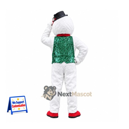 Snowman Mascot Costume - Green Vest Snowman Mascot Costume - Green Vest
