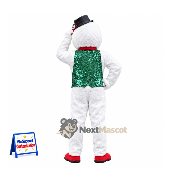 Snowman Mascot Costume - Green Vest Snowman Mascot Costume - Green Vest