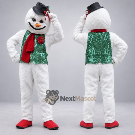 Snowman Mascot Costume - Green Vest Snowman Mascot Costume - Green Vest