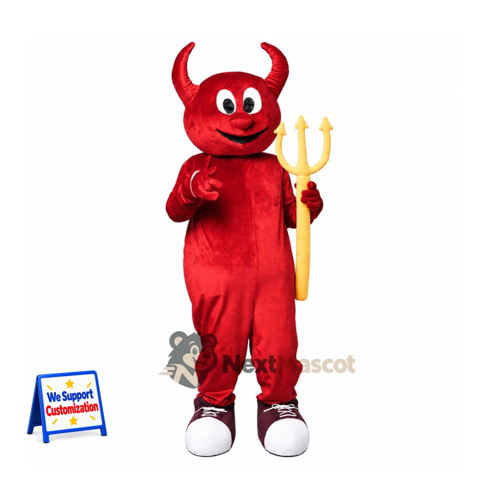 Devil Mascot Costume - Red, Trident for Birthday Parties Devil Mascot Costume - Red, Trident for Birthday Parties