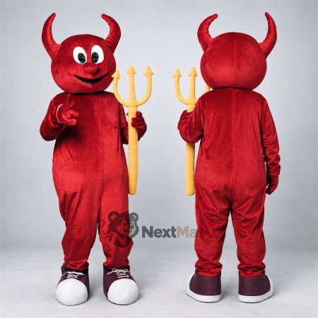Devil Mascot Costume - Red, Trident for Birthday Parties Devil Mascot Costume - Red, Trident for Birthday Parties