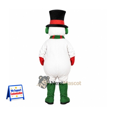 Snowman Mascot Costume - Plaid Scarf for Christmas Parades