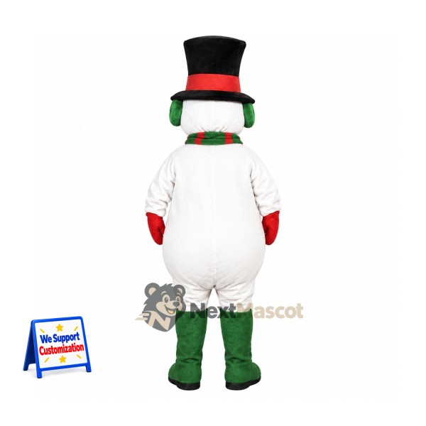Snowman Mascot Costume - Plaid Scarf for Christmas Parades