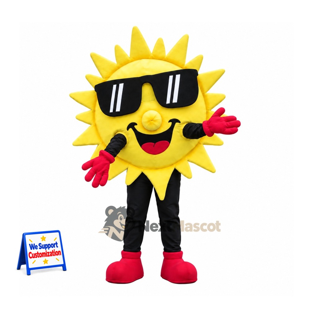 Sun Mascot Costume - Sunglasses for Grand Openings Sun Mascot Costume - Sunglasses for Grand Openings