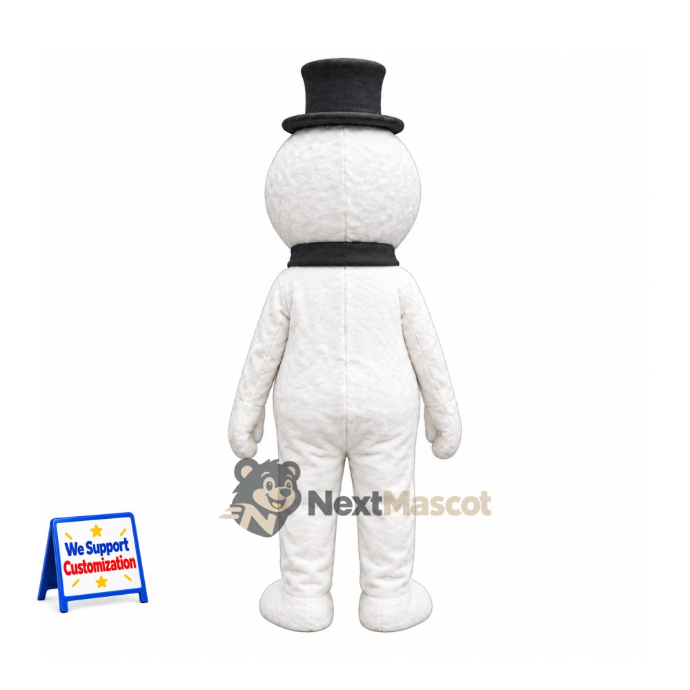 Snowman Mascot Costume - Black Hat for Festivals Snowman Mascot Costume - Black Hat for Festivals