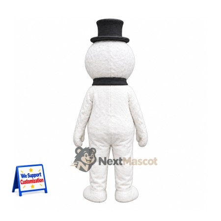 Snowman Mascot Costume - Black Hat for Festivals Snowman Mascot Costume - Black Hat for Festivals