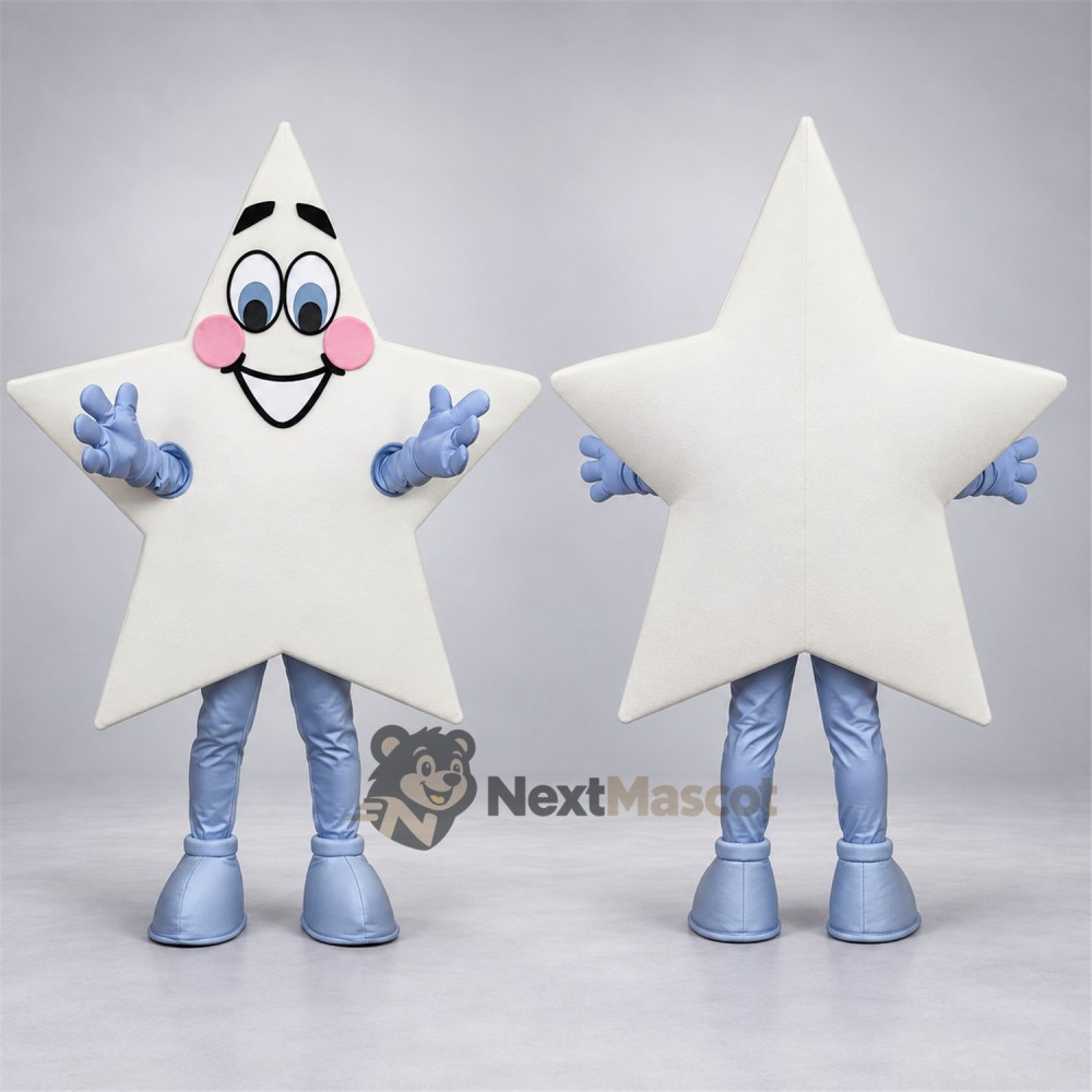 Star Mascot Costume - White, Glasses Star Mascot Costume - White, Glasses