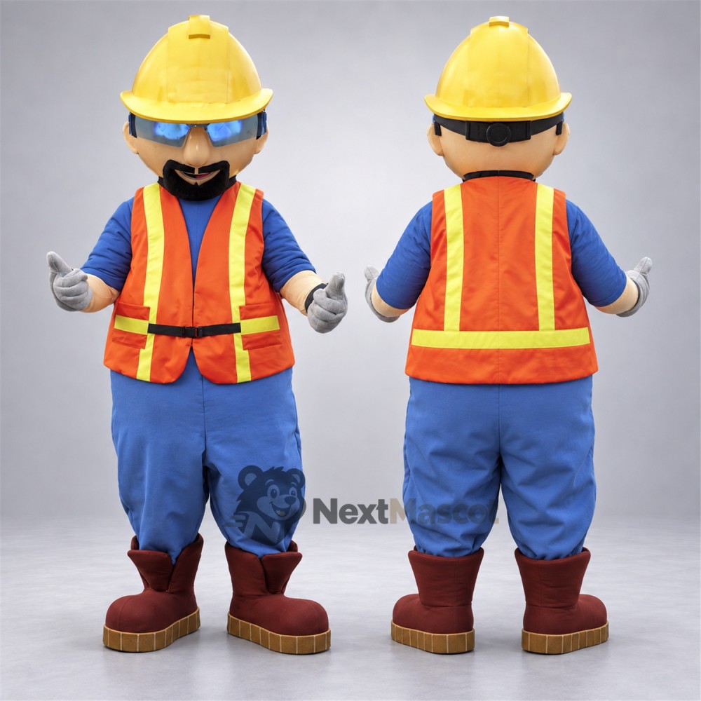 Construction Worker Mascot Costume for Parades Construction Worker Mascot Costume for Parades