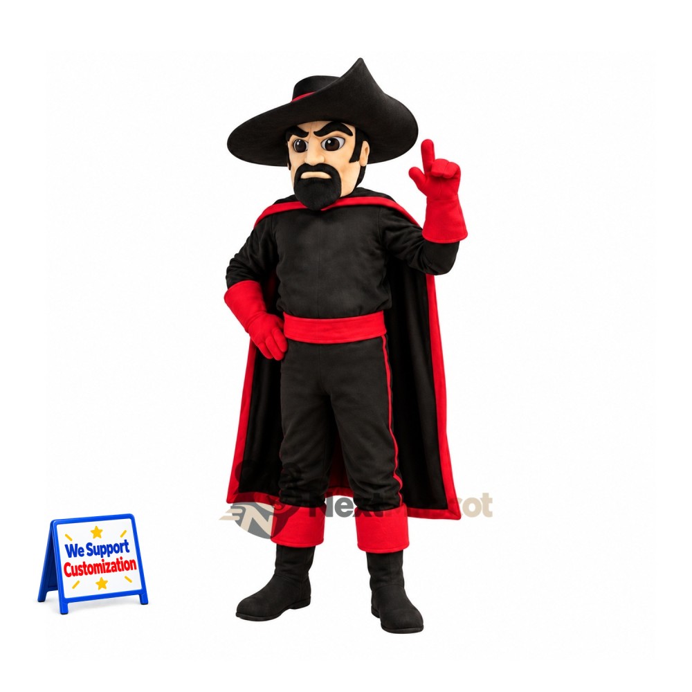 Masked Man Mascot Costume - Black Cape Masked Man Mascot Costume - Black Cape