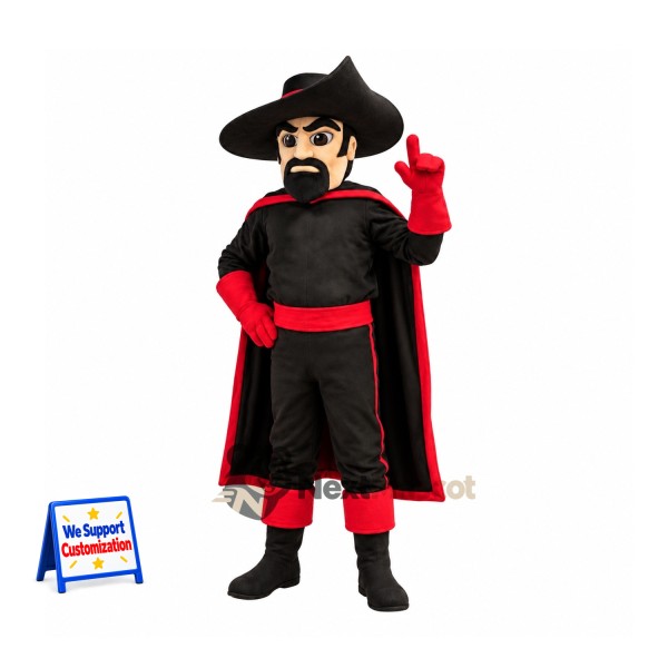Masked Man Mascot Costume - Black Cape