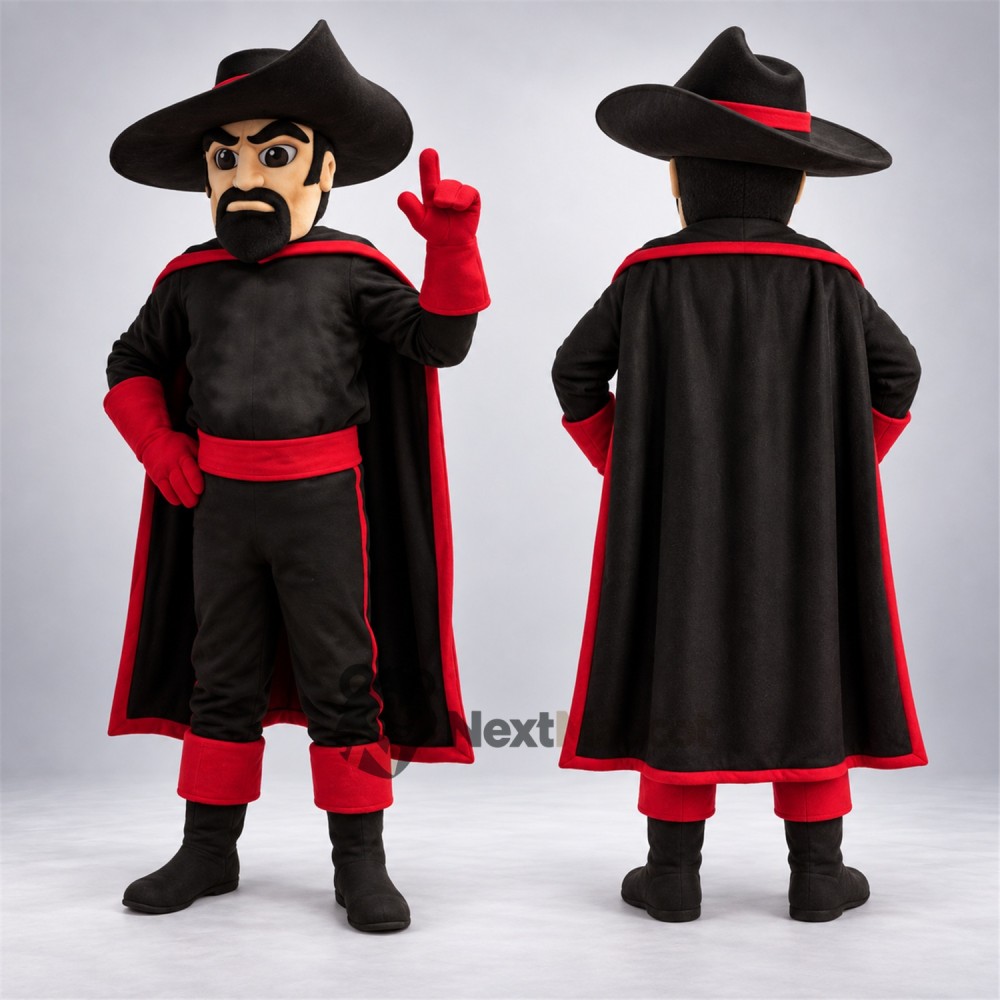 Masked Man Mascot Costume - Black Cape Masked Man Mascot Costume - Black Cape