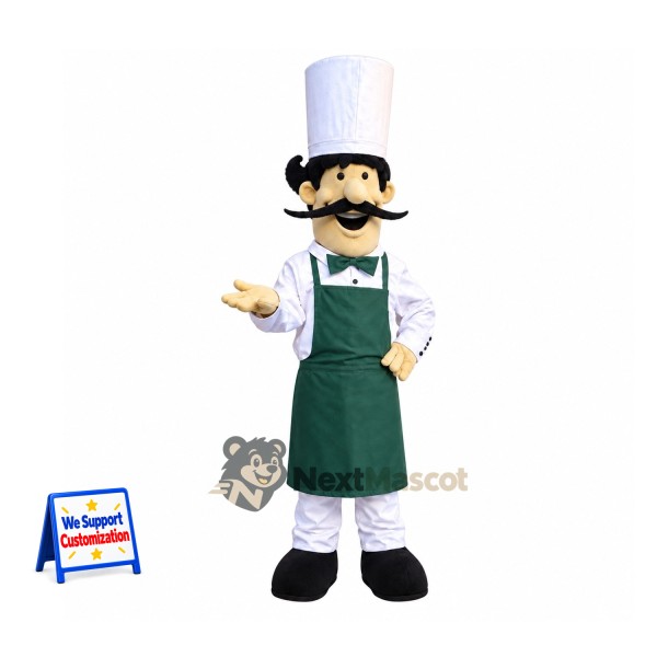 Chef Mascot Costume - Green Apron
