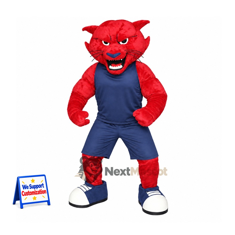 Panther Mascot Costume - Red, Navy Outfit Panther Mascot Costume - Red, Navy Outfit