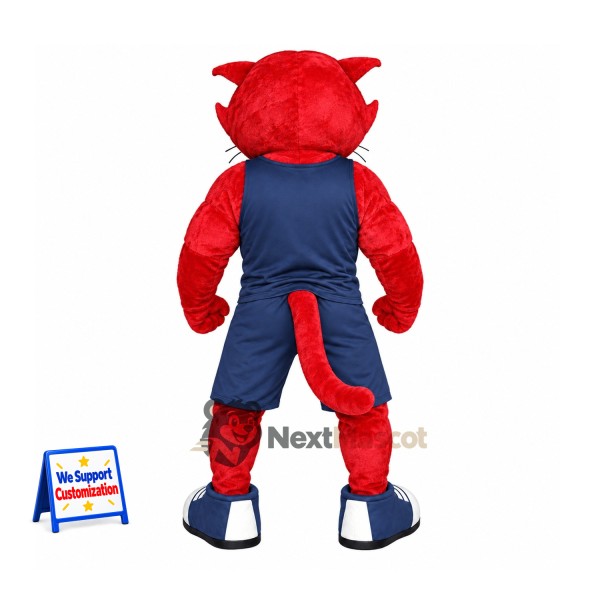 Panther Mascot Costume - Red, Navy Outfit Panther Mascot Costume - Red, Navy Outfit
