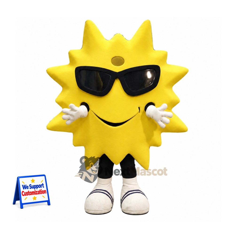 Sun Mascot Costume - Sunglasses and White Shoes Sun Mascot Costume - Sunglasses and White Shoes