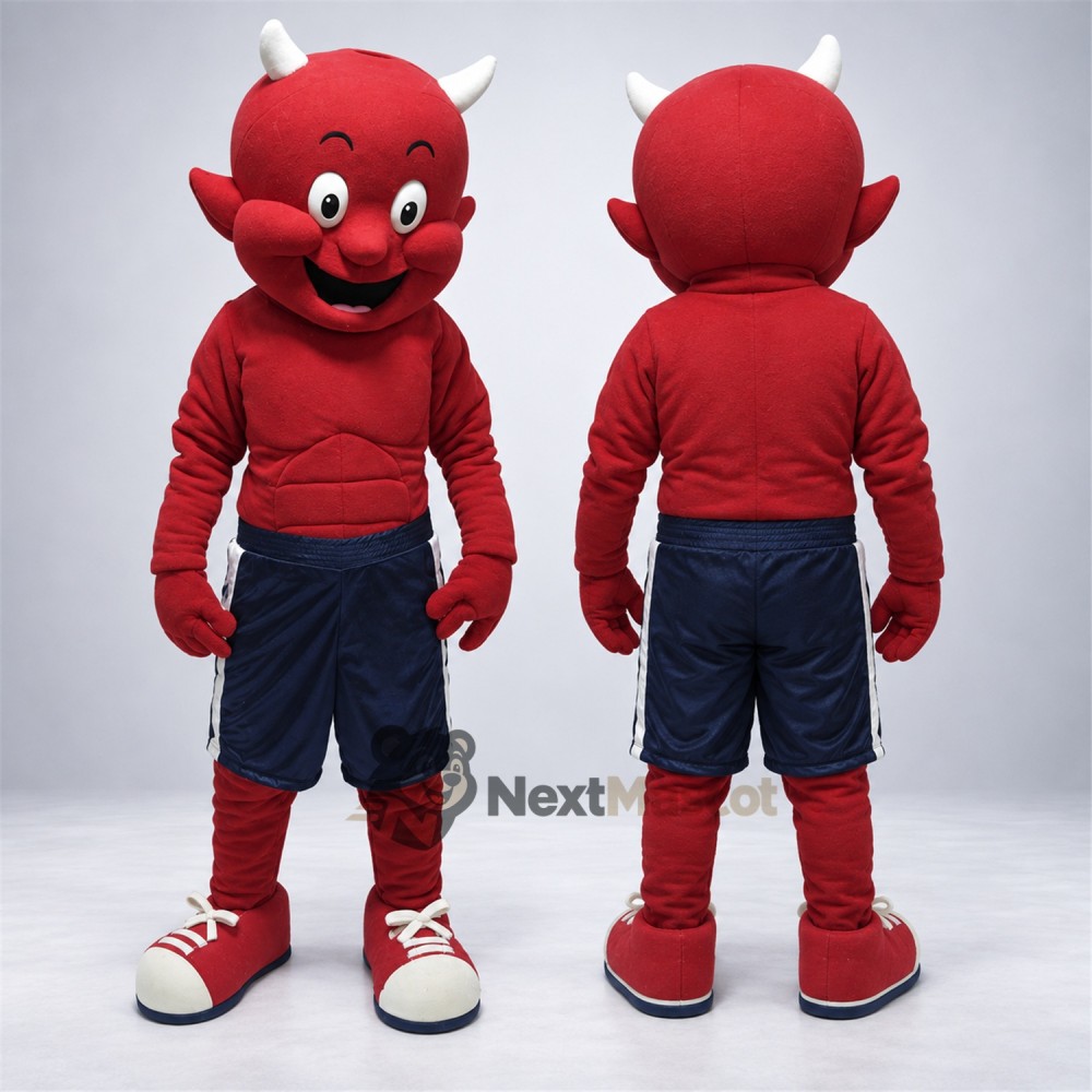 Devil Mascot Costume - Red, Navy Shorts Devil Mascot Costume - Red, Navy Shorts