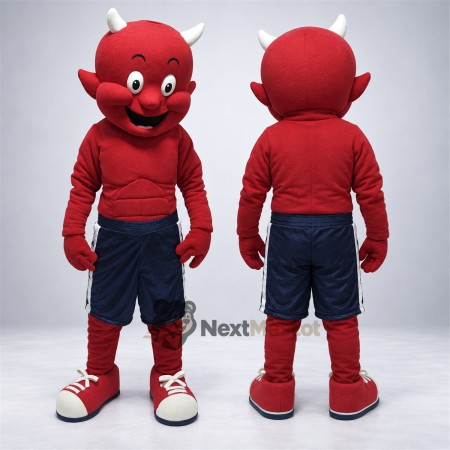 Devil Mascot Costume - Red, Navy Shorts Devil Mascot Costume - Red, Navy Shorts