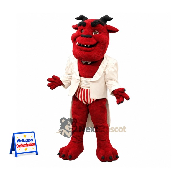 Devil Mascot Costume - Red, Cream Shirt