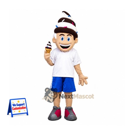 Ice Cream Head Boy Mascot Costume