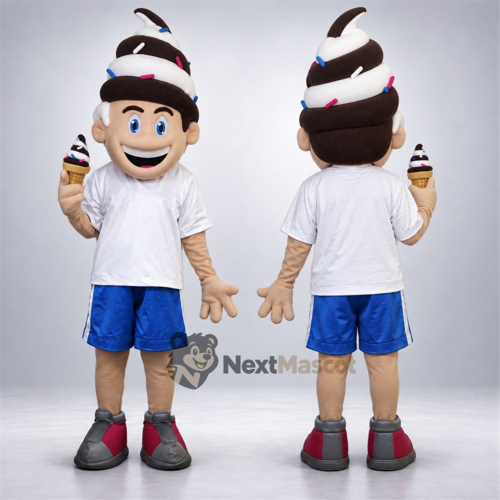Ice Cream Head Boy Mascot Costume