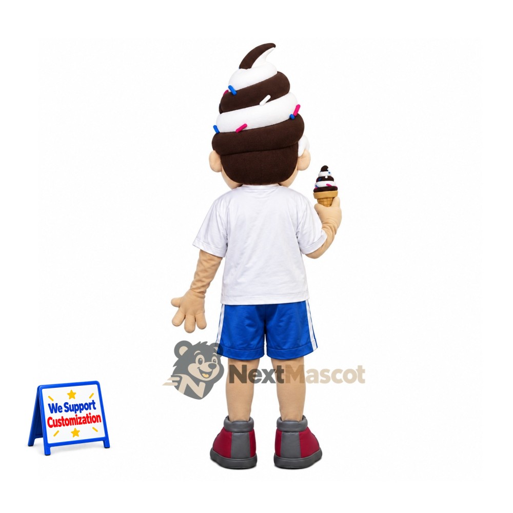 Ice Cream Head Boy Mascot Costume