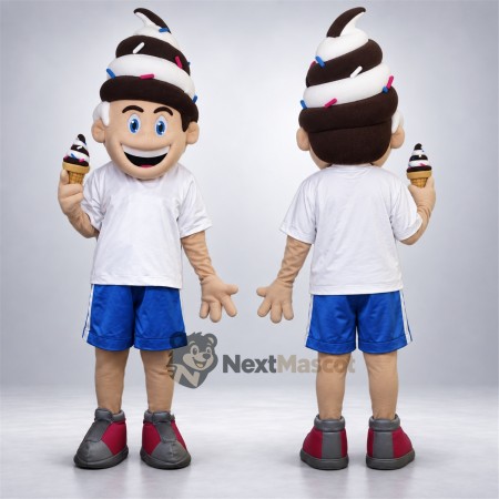 Ice Cream Head Boy Mascot Costume