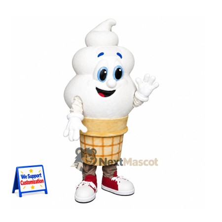Vanilla Ice Cream Cone Mascot Costume Vanilla Ice Cream Cone Mascot Costume