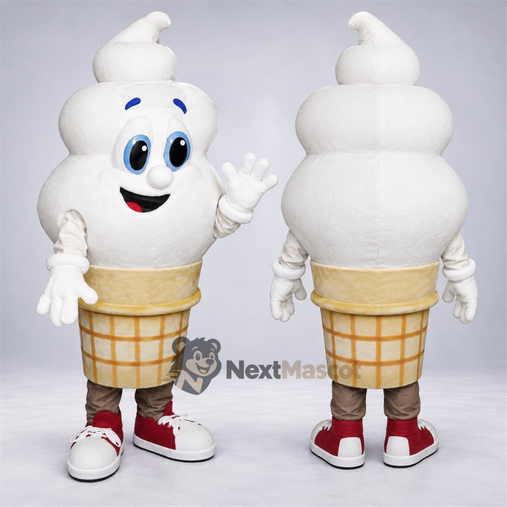 Vanilla Ice Cream Cone Mascot Costume Vanilla Ice Cream Cone Mascot Costume
