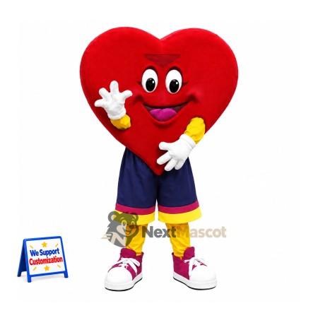 Heart Mascot Costume - Red, Sports Shorts Heart Mascot Costume - Red, Sports Shorts