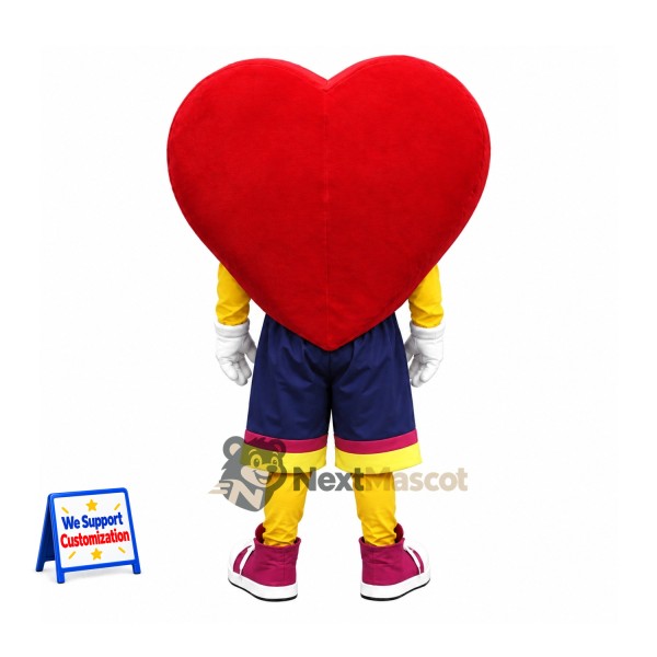 Heart Mascot Costume - Red, Sports Shorts Heart Mascot Costume - Red, Sports Shorts