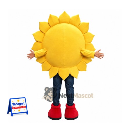 Sun Mascot Costume - Closed-Eye Smile and Red Boots Sun Mascot Costume - Closed-Eye Smile and Red Boots