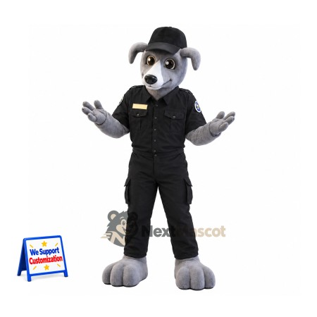 Dog Mascot Costume - Police Style, Gray Dog Mascot Costume - Police Style, Gray