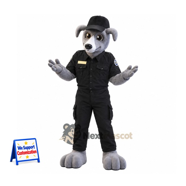 Dog Mascot Costume - Police Style, Gray
