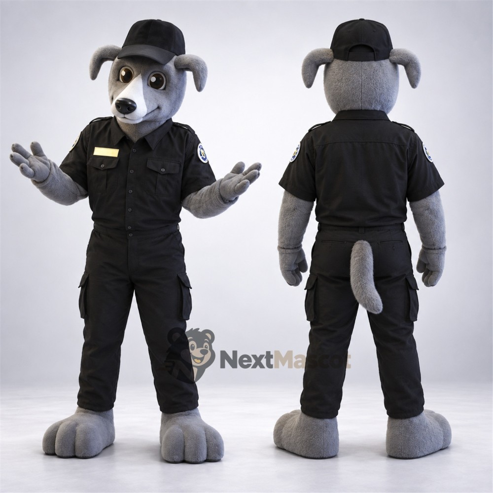 Dog Mascot Costume - Police Style, Gray Dog Mascot Costume - Police Style, Gray