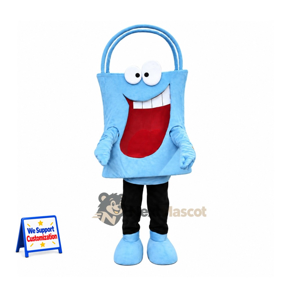 Shopping Bag Mascot Costume - Blue Shopping Bag Mascot Costume - Blue