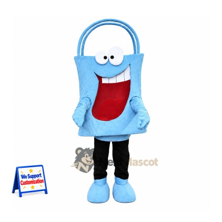 Shopping Bag Mascot Costume - Blue Shopping Bag Mascot Costume - Blue
