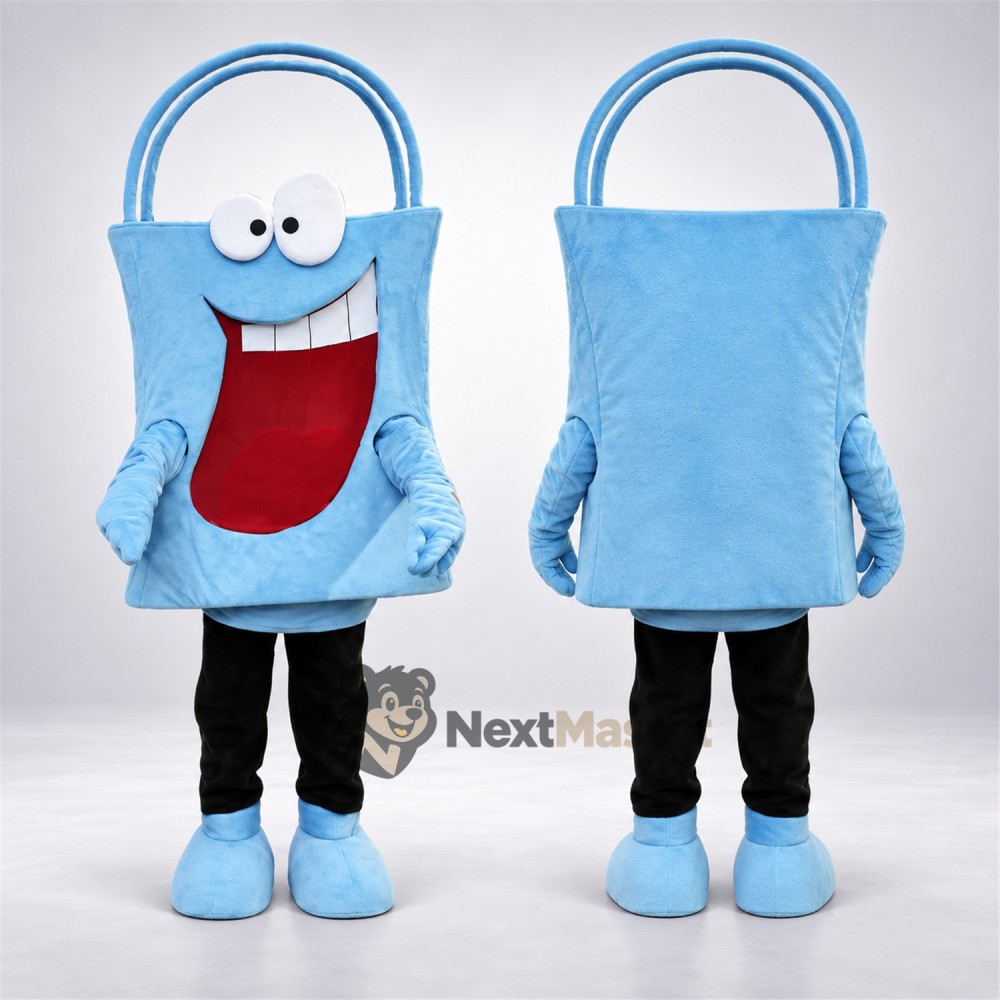Shopping Bag Mascot Costume - Blue Shopping Bag Mascot Costume - Blue