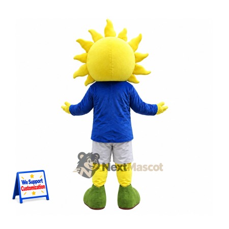 Sun Mascot Costume - Sunglasses and Blue Shirt for Parades Sun Mascot Costume - Sunglasses and Blue Shirt for Parades