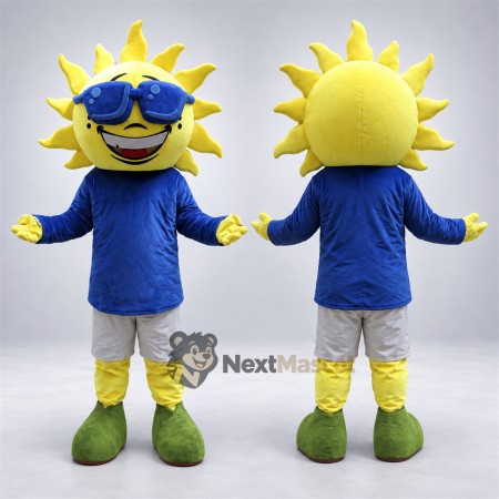 Sun Mascot Costume - Sunglasses and Blue Shirt for Parades Sun Mascot Costume - Sunglasses and Blue Shirt for Parades