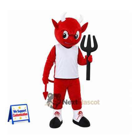 Devil Mascot Costume - Red, White Shirt for School Events Devil Mascot Costume - Red, White Shirt for School Events