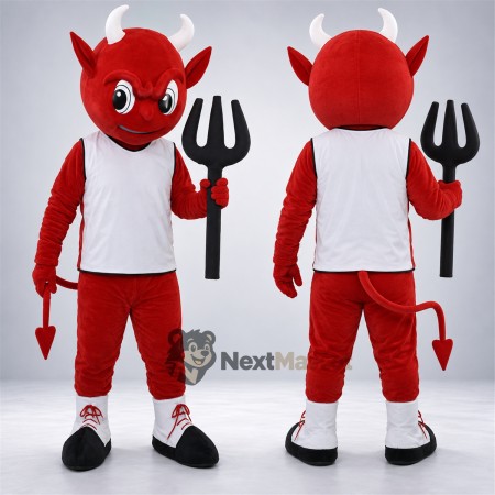 Devil Mascot Costume - Red, White Shirt for School Events Devil Mascot Costume - Red, White Shirt for School Events