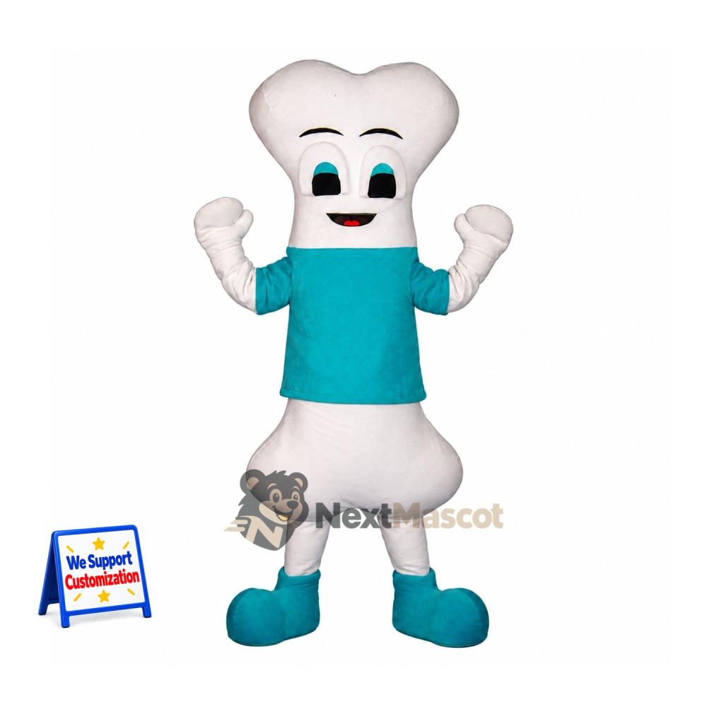 Bone Mascot Costume - Teal Shirt Bone Mascot Costume - Teal Shirt