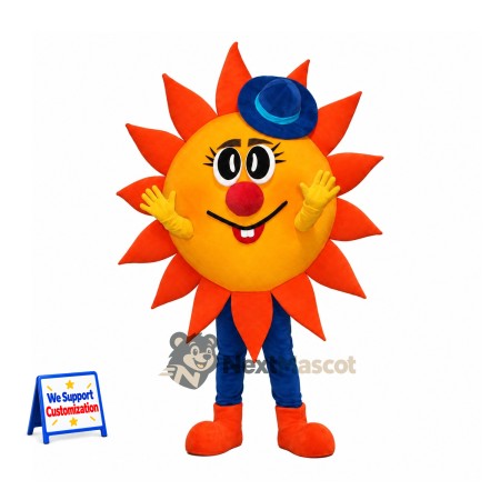 Sun Mascot Costume - Blue Hat for Parades Sun Mascot Costume - Blue Hat for Parades