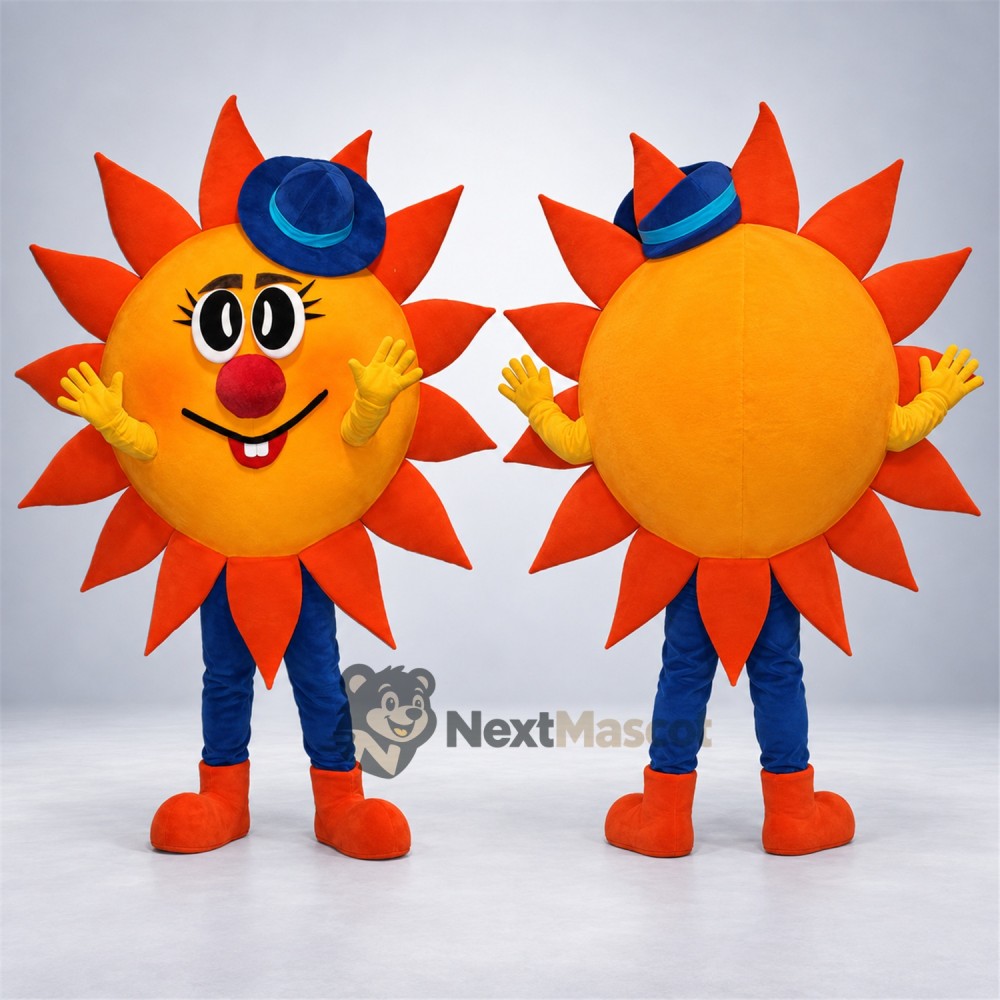Sun Mascot Costume - Blue Hat for Parades Sun Mascot Costume - Blue Hat for Parades