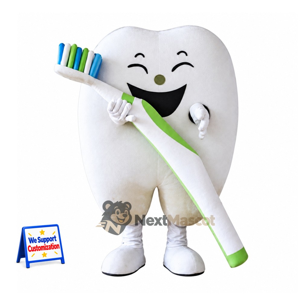 Tooth Mascot Costume - Toothbrush for Carnivals Tooth Mascot Costume - Toothbrush for Carnivals