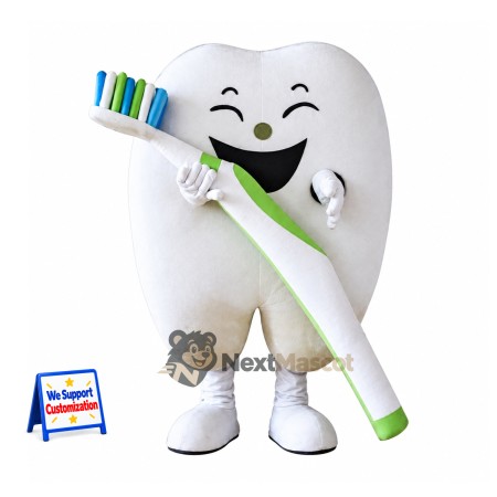 Tooth Mascot Costume - Toothbrush for Carnivals Tooth Mascot Costume - Toothbrush for Carnivals