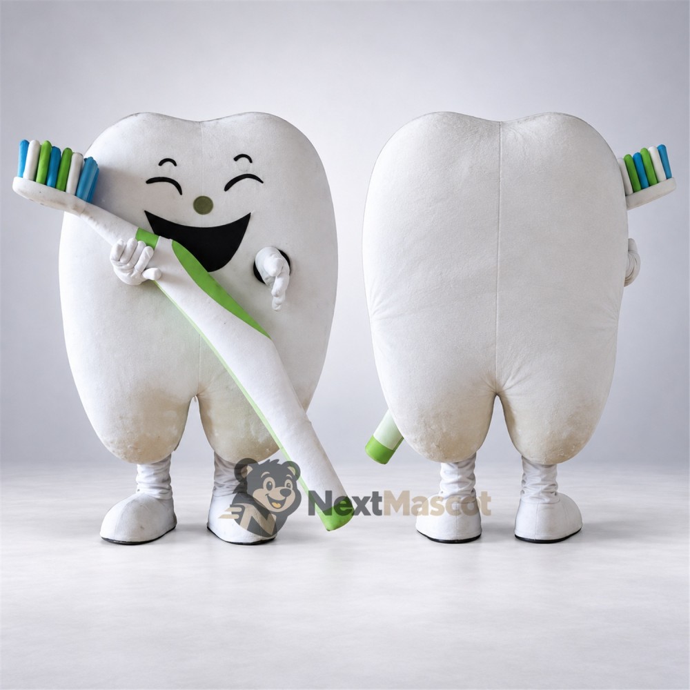 Tooth Mascot Costume - Toothbrush for Carnivals Tooth Mascot Costume - Toothbrush for Carnivals