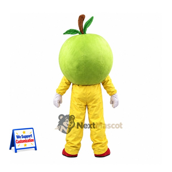 Apple Head Character Mascot Costume - Green, Yellow Outfit Apple Head Character Mascot Costume - Green, Yellow Outfit