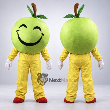 Apple Head Character Mascot Costume - Green, Yellow Outfit Apple Head Character Mascot Costume - Green, Yellow Outfit