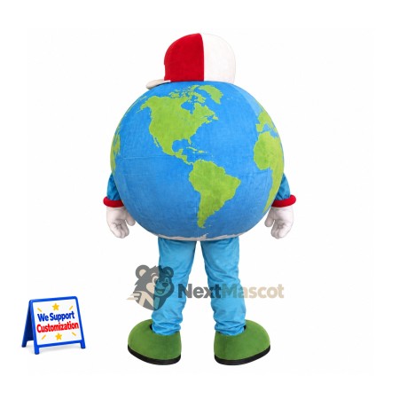 Earth Globe Mascot Costume - Red Top Hat Earth Globe Mascot Costume - Red Top Hat